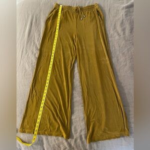 Wide-Leg Cupro Pants Garnet Hill Sz Large elastic waist stretchy Tapenade color